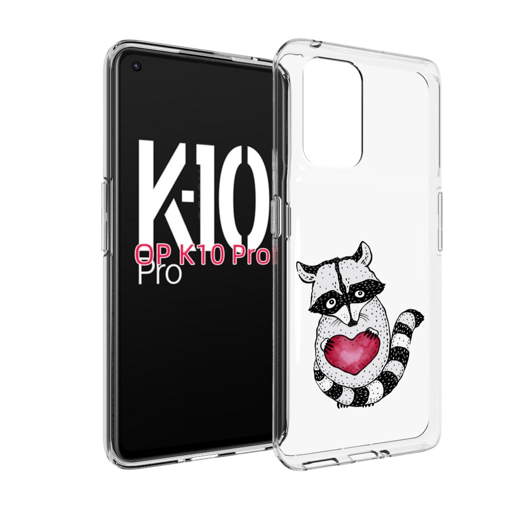 

Чехол MyPads Енот с сердечком для OPPO K10 Pro, Прозрачный, Tocco