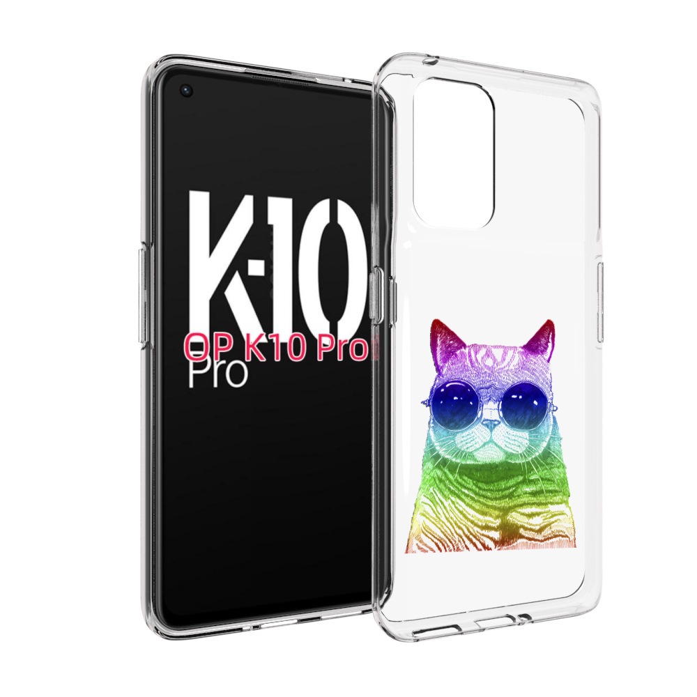 

Чехол MyPads Кот в очках для OPPO K10 Pro, Прозрачный, Tocco