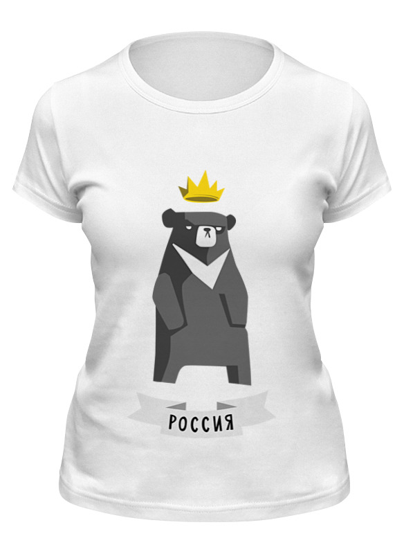 

Футболка женская Printio Мишка россия белая L, Белый, Мишка россия