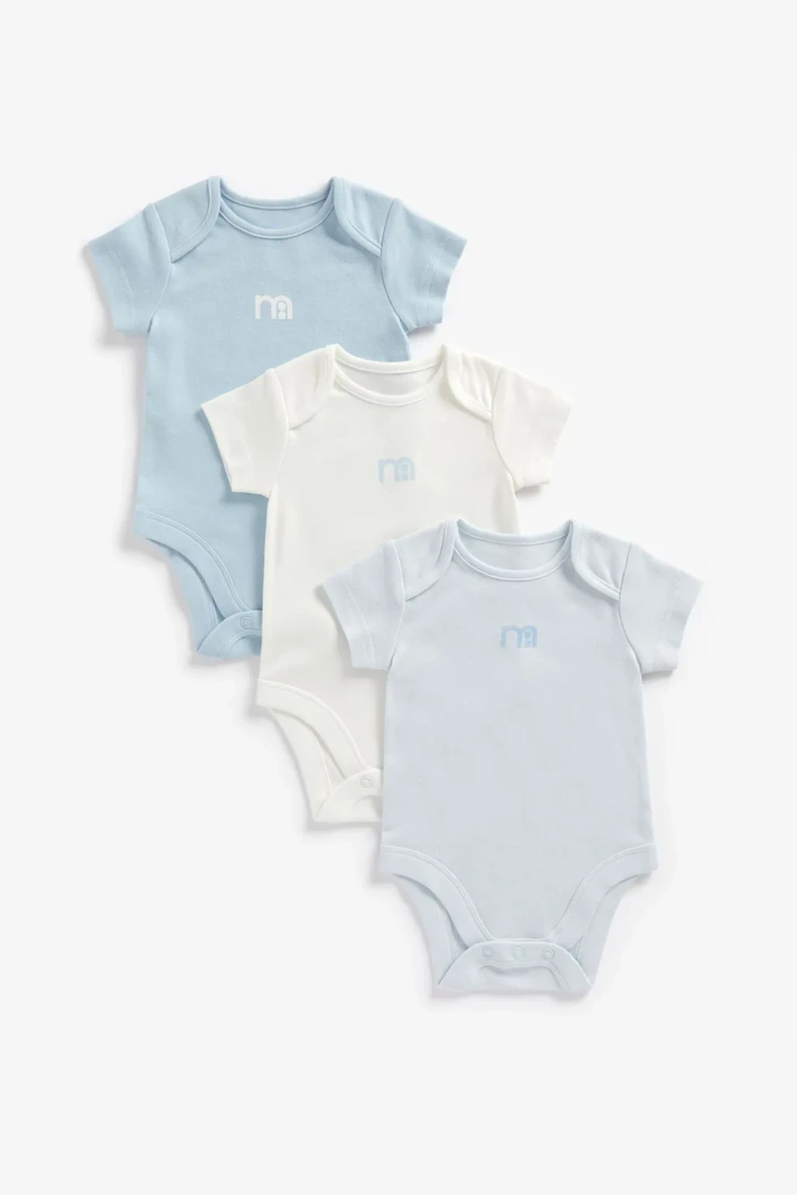 

Боди детское Mothercare MC-BB477, белый, голубой, 62, 3 шт, MC/BB477