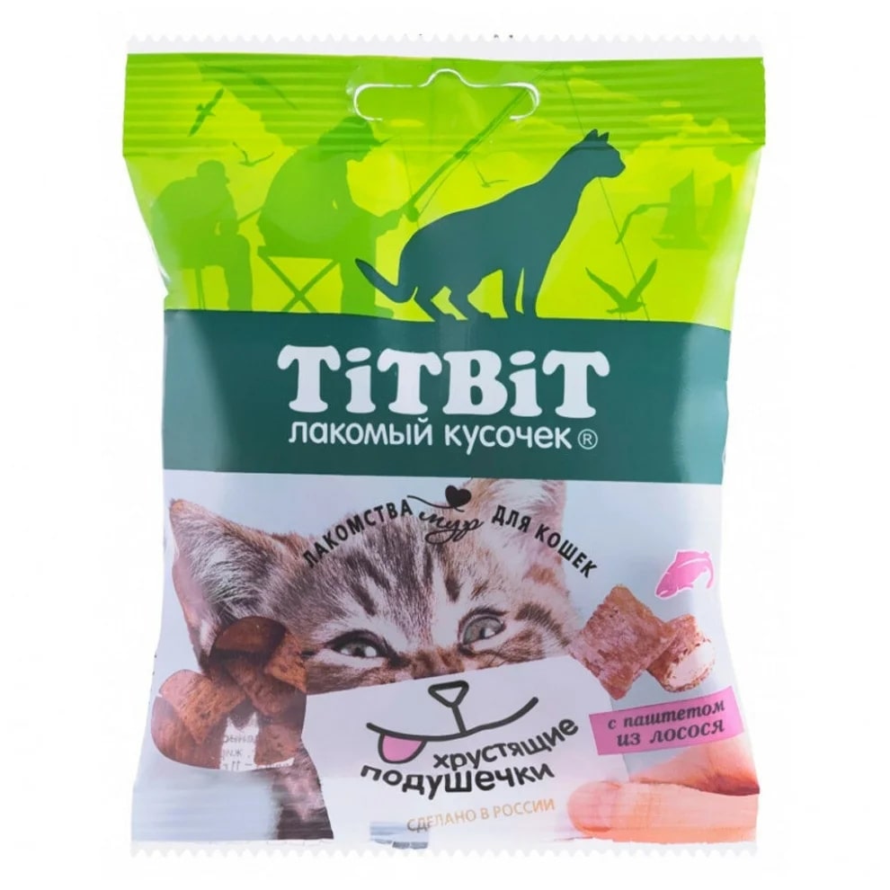 

Лакомство для кошек TitBit Хрустящие подушечки с паштетом из лосося 30 г
