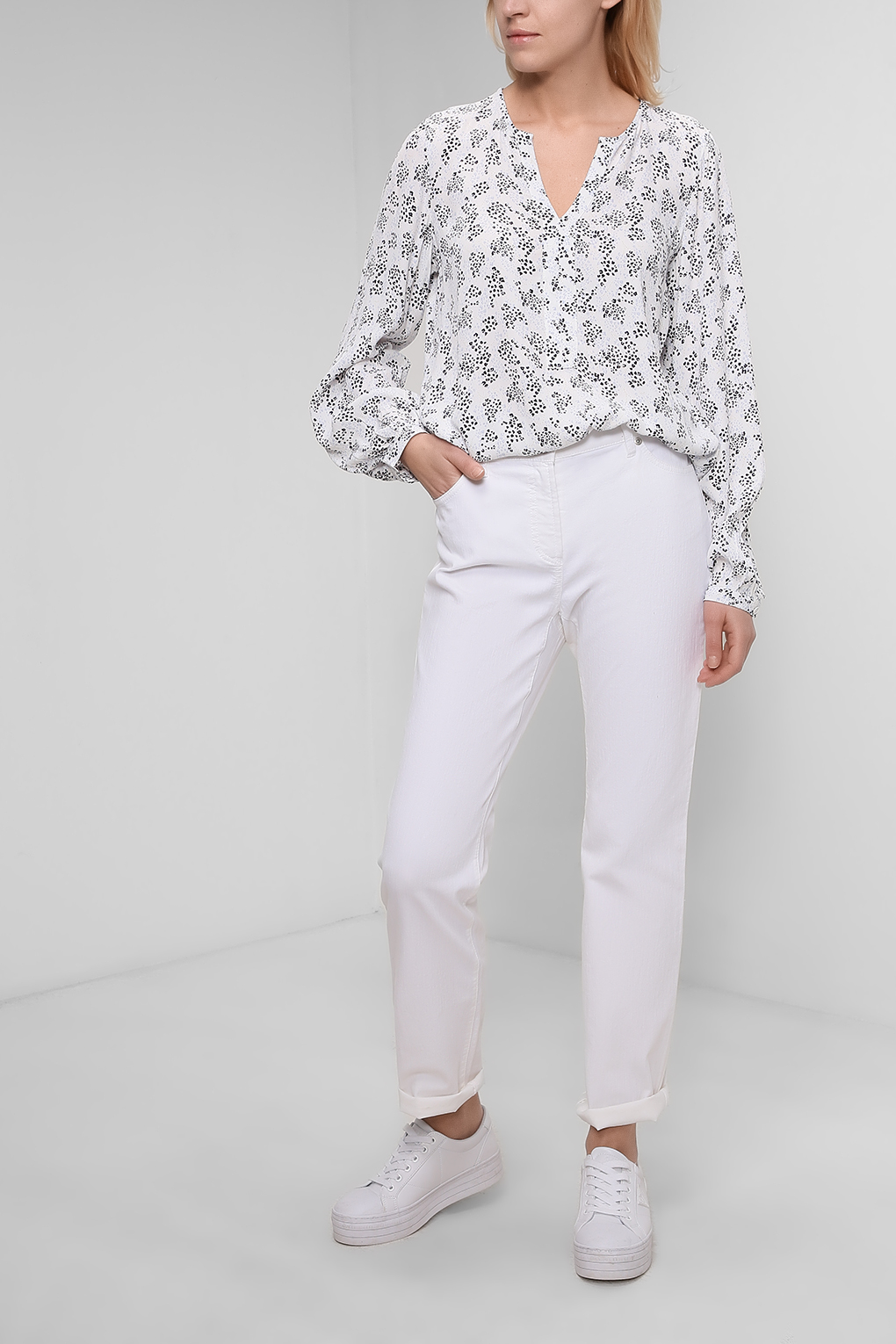 

Блуза женская Esprit 021EE1F302 белая 40 EU, 021EE1F302