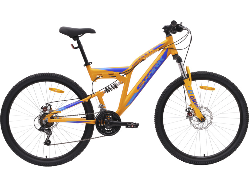 

Велосипед STARK Jumper FS 27.1 D оранжевый/голубой, синий 20" HQ-0014125, Оранжевый;голубой;желтый, Jumper FS
