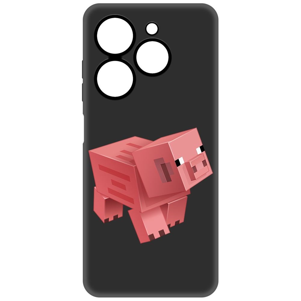 Чехол-накладка Krutoff Soft Case Minecraft-Свинка для Tecno Spark Go 2024 черный