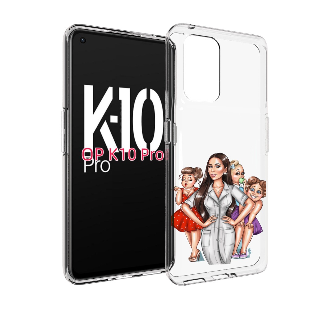 

Чехол MyPads Милые-дамы женский для OPPO K10 Pro, Прозрачный, Tocco