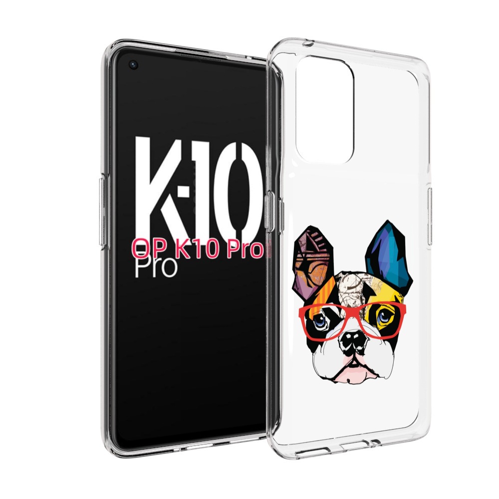 

Чехол MyPads Мопс-в-очках для OPPO K10 Pro, Прозрачный, Tocco