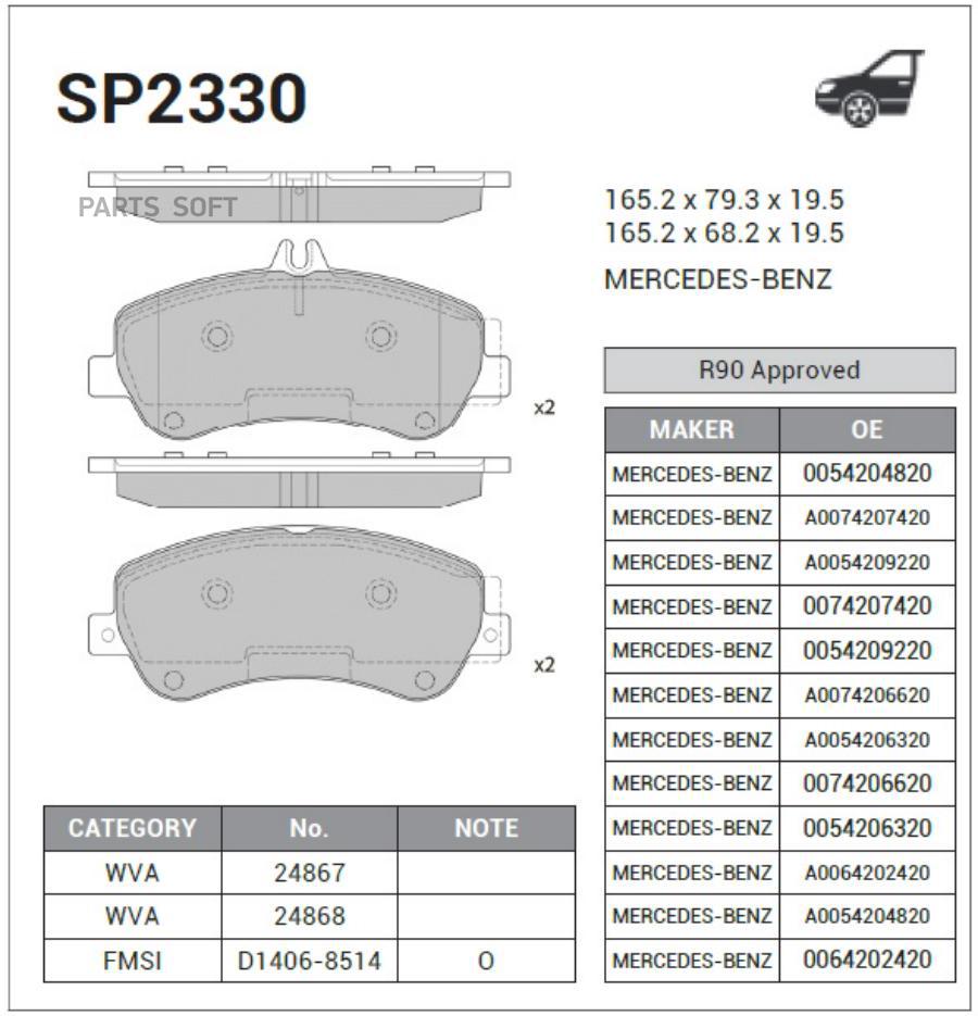 

Колодки Дисковые Передние Mb X204 2.2cdi/3.2cdi/3.5cdi 08> Sangsin brake SP23 Sp2330