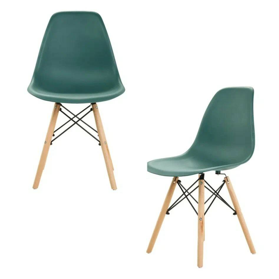 

Комплект стульев 2 шт. LEON GROUP для кухни в стиле EAMES DSW, темно-зеленый, LEON Premium в стиле EAMES DSW