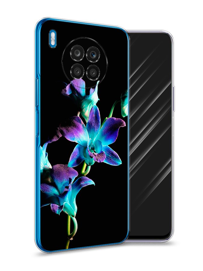 

Чехол Awog на Huawei Nova 8i "Синий цветок на черном", Разноцветный, 6106350-8