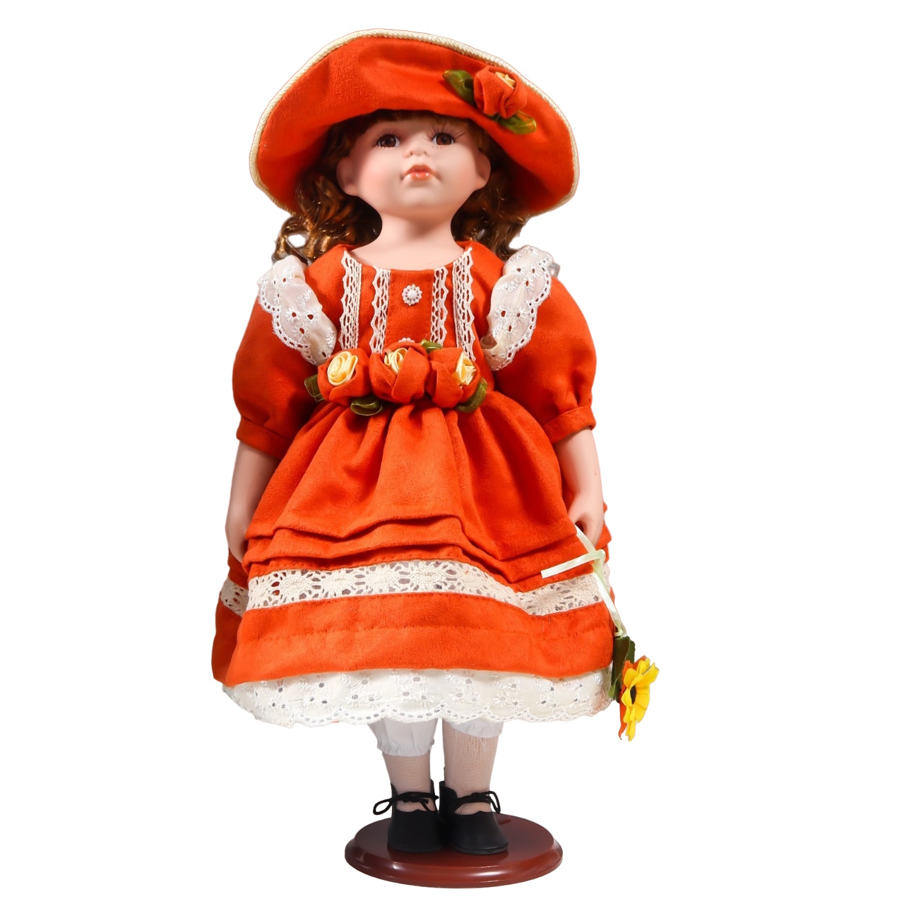 Кукла коллекционная Вера в ярко-оранжевом платье 40см. YF-161224