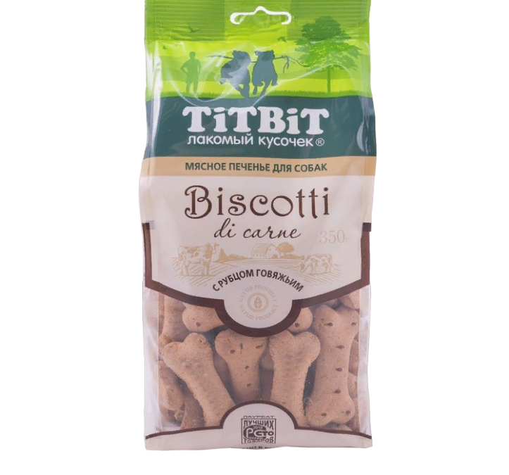 

Лакомство для собак TitBit Biscotti печенье с рубцом говяжьим 350 г