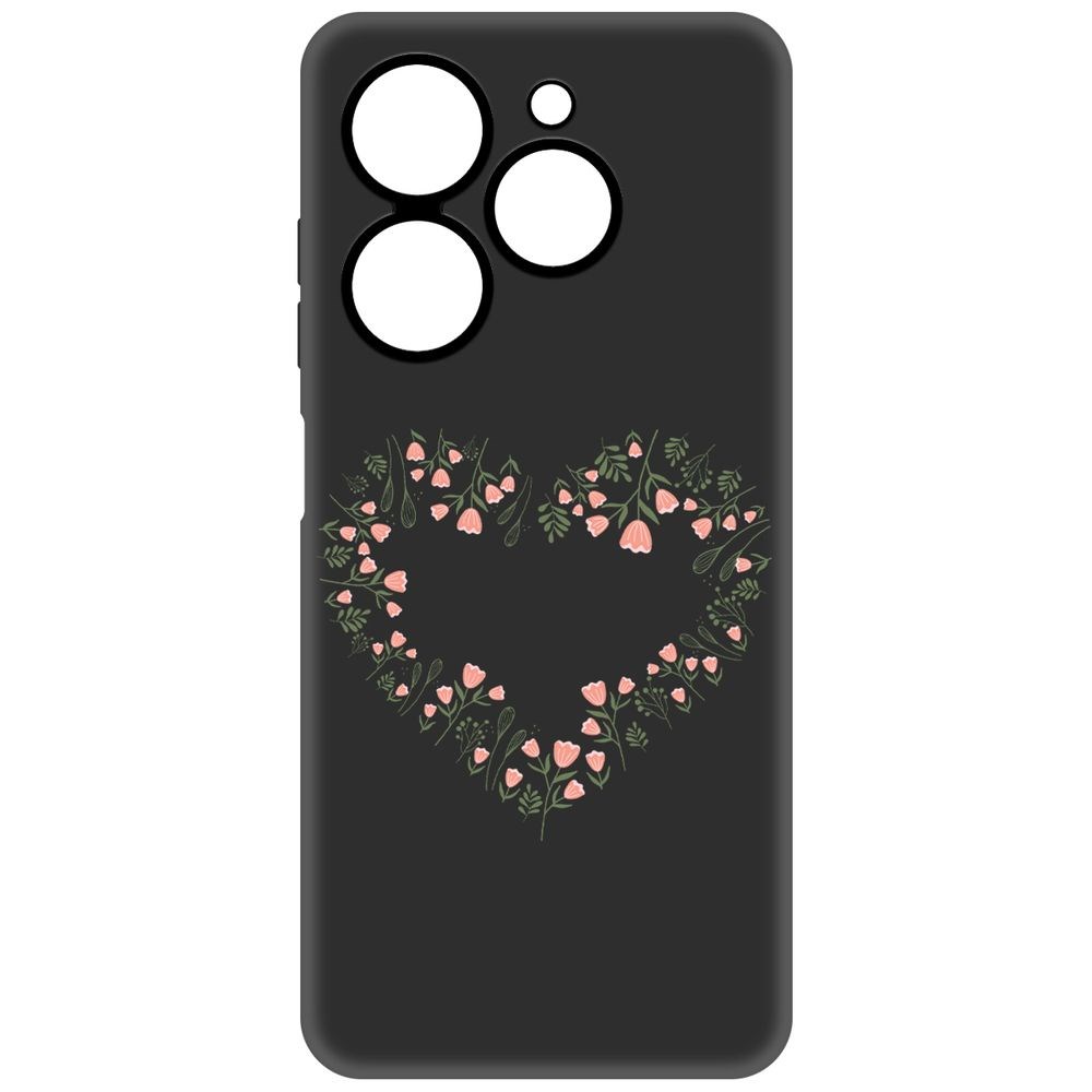 

Чехол-накладка Krutoff Soft Case Цветочное сердце для Tecno Spark 20С черный