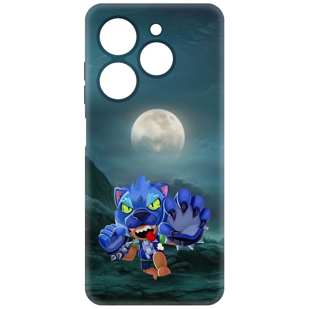 

Чехол-накладка Krutoff Soft Case Brawl Stars - Оборотень Леон для Tecno Spark 20С черный
