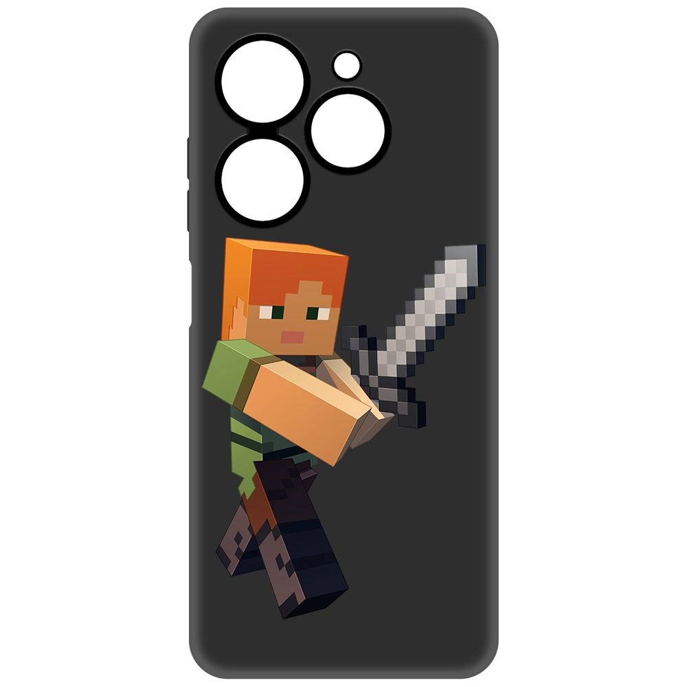 

Чехол-накладка Krutoff Soft Case Minecraft-Алекс для Tecno Spark 20 черный