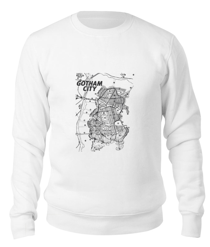 

Свитшот унисекс Printio Gotham city map белый M, Gotham city map