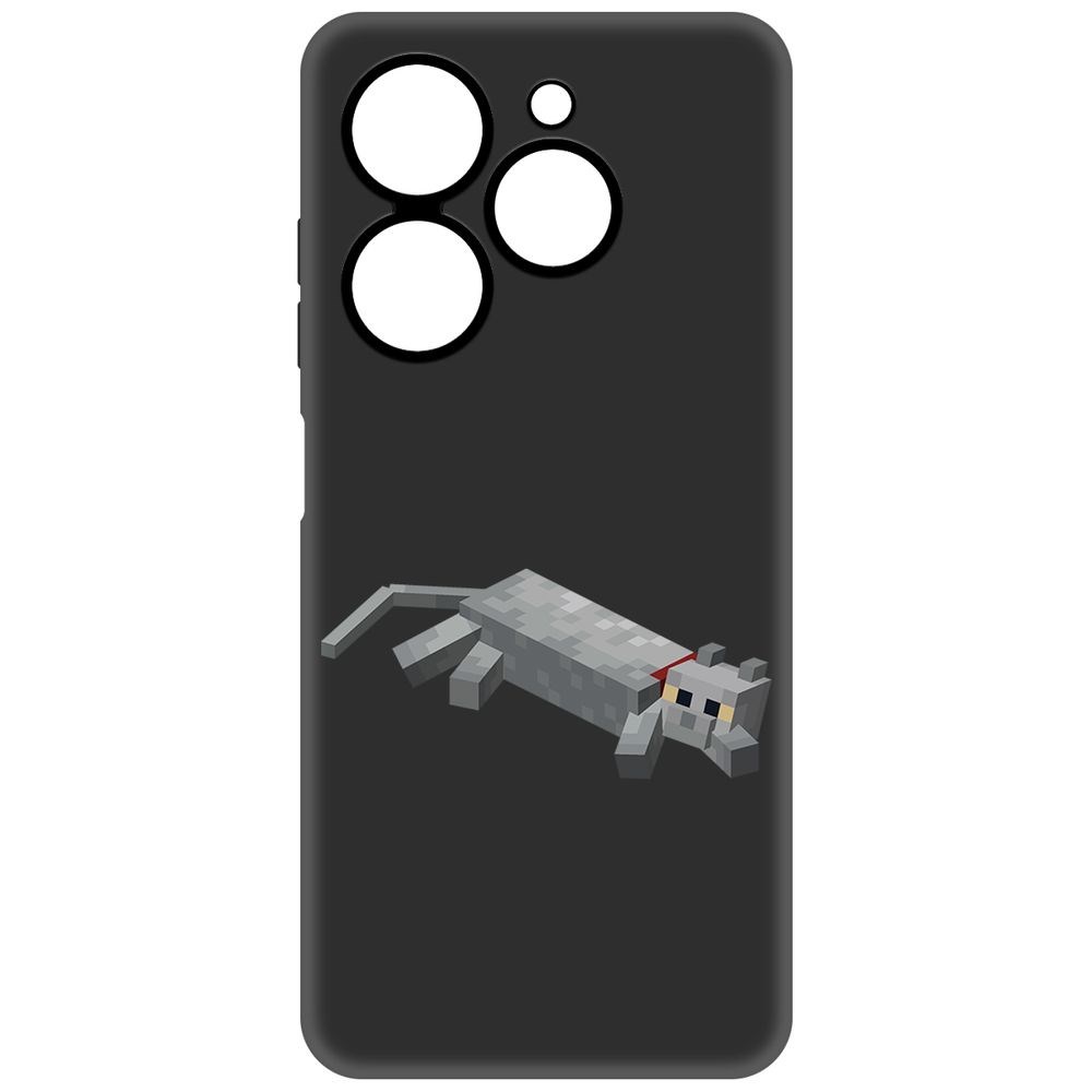 

Чехол-накладка Krutoff Soft Case Minecraft-Кошка для Tecno Spark 20 черный