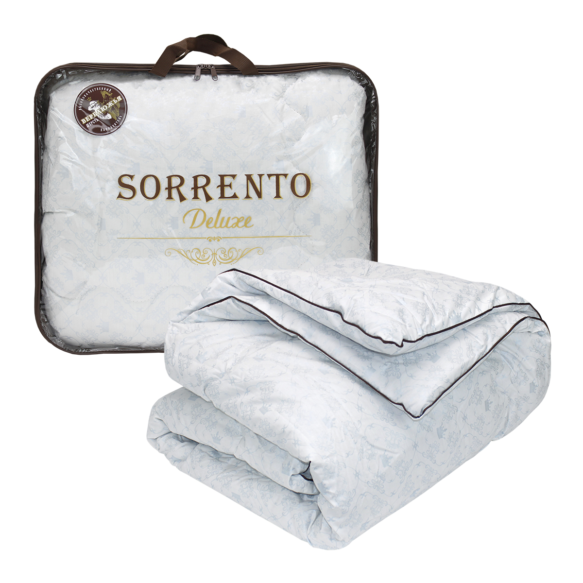 Одеяло облегченное Верблюжья шерсть 2-спальное 172х205 см Sorrento Deluxe, чехол - тик