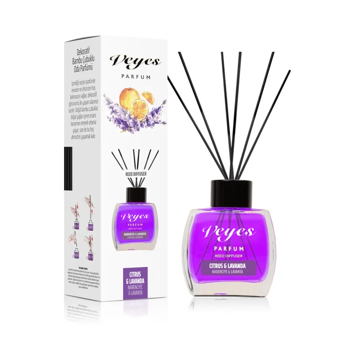 

Ароматический диффузор Veyes 130мл с палочками (Цитрус лаванда) 6939517150196, с палочками