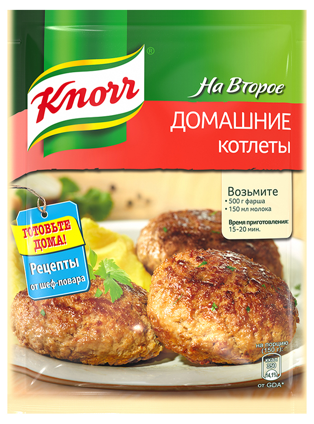 фото Смесь knorr на второе домашние котлеты для приготовления домашних котлет 44 г