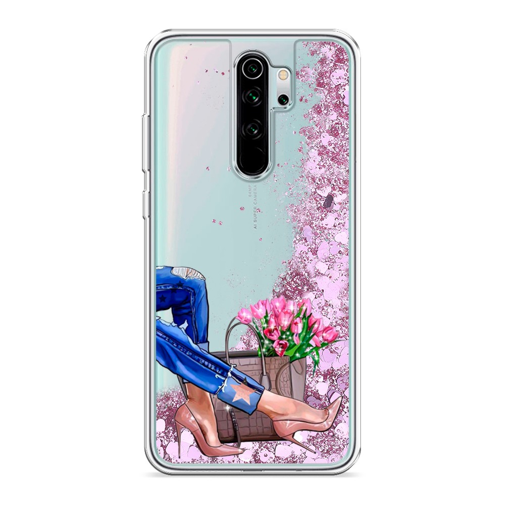 

Жидкий чехол с блестками "Каблучки" на Xiaomi Redmi Note 8 Pro