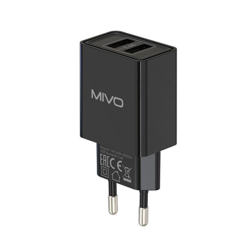 Сетевое зарядное устройство Mivo MP-223 2xUSB 2.4 А черный