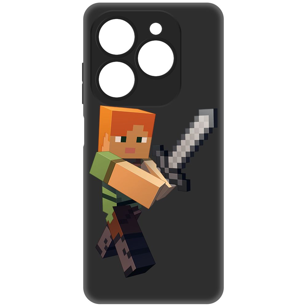 

Чехол-накладка Krutoff Soft Case Minecraft-Алекс для Tecno Spark 20 Pro черный