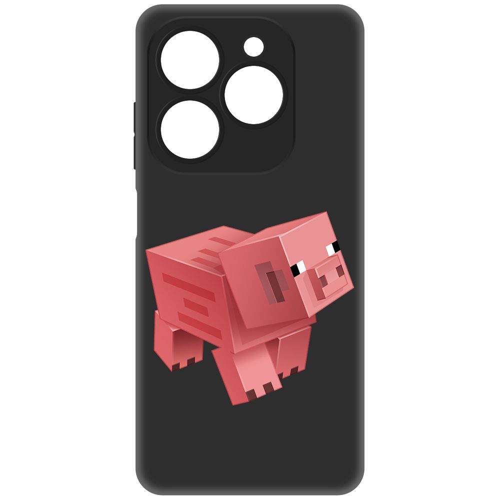 

Чехол-накладка Krutoff Soft Case Minecraft-Свинка для Tecno Spark 20 Pro черный