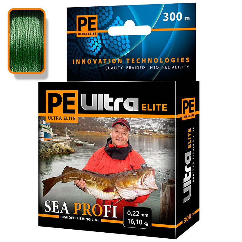 Плетеный Шнур Для Рыбалки Aqua Pe Ultra Elite Sea Profi Dark Green 0,22mm 300m