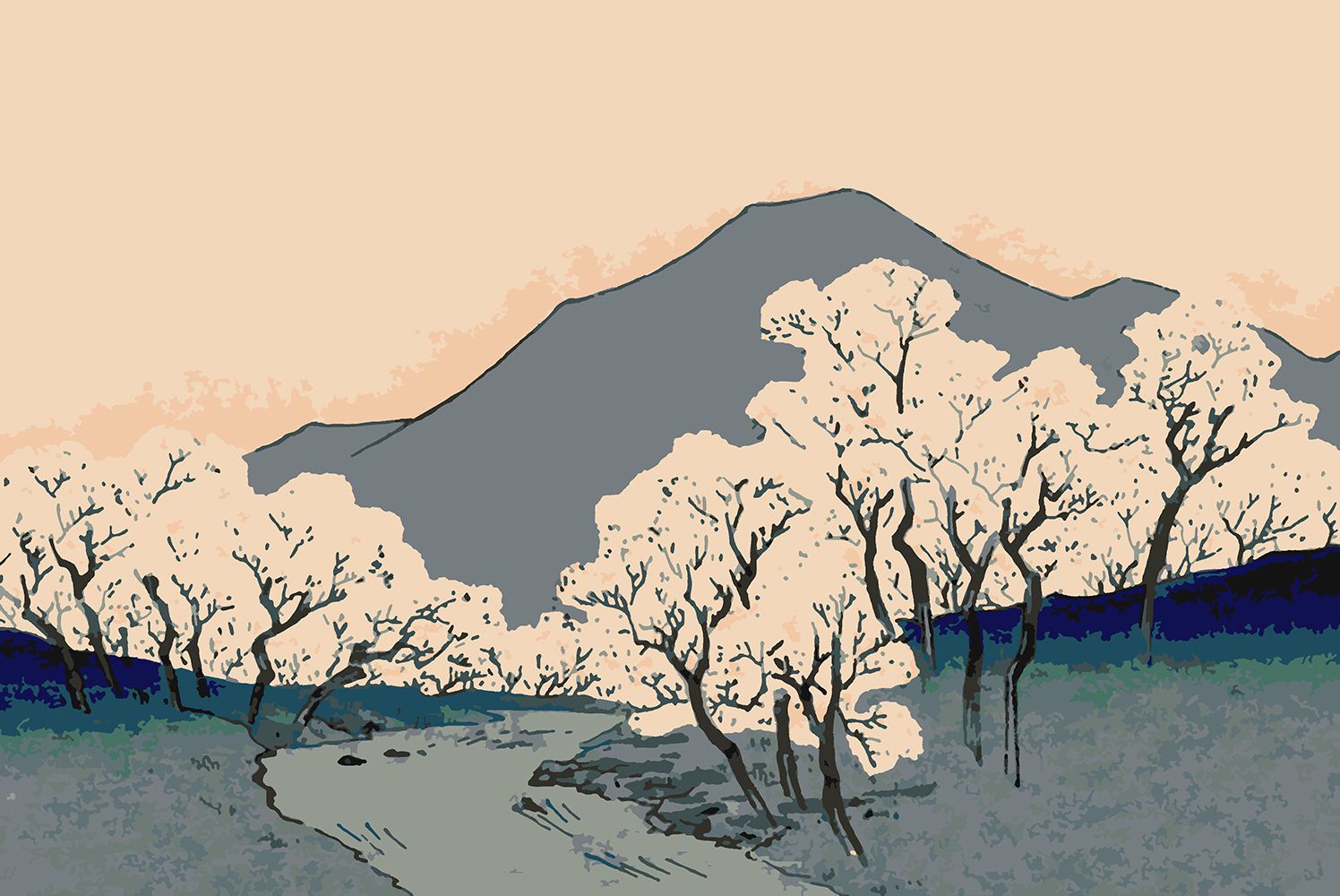 Утагава Хиросигэ Цветущая вишня