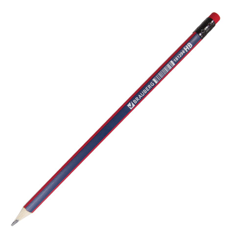 

Карандаш чернографитный BRAUBERG, 1 шт., "Stripes", HB, трехгранный, с ластиком, ко