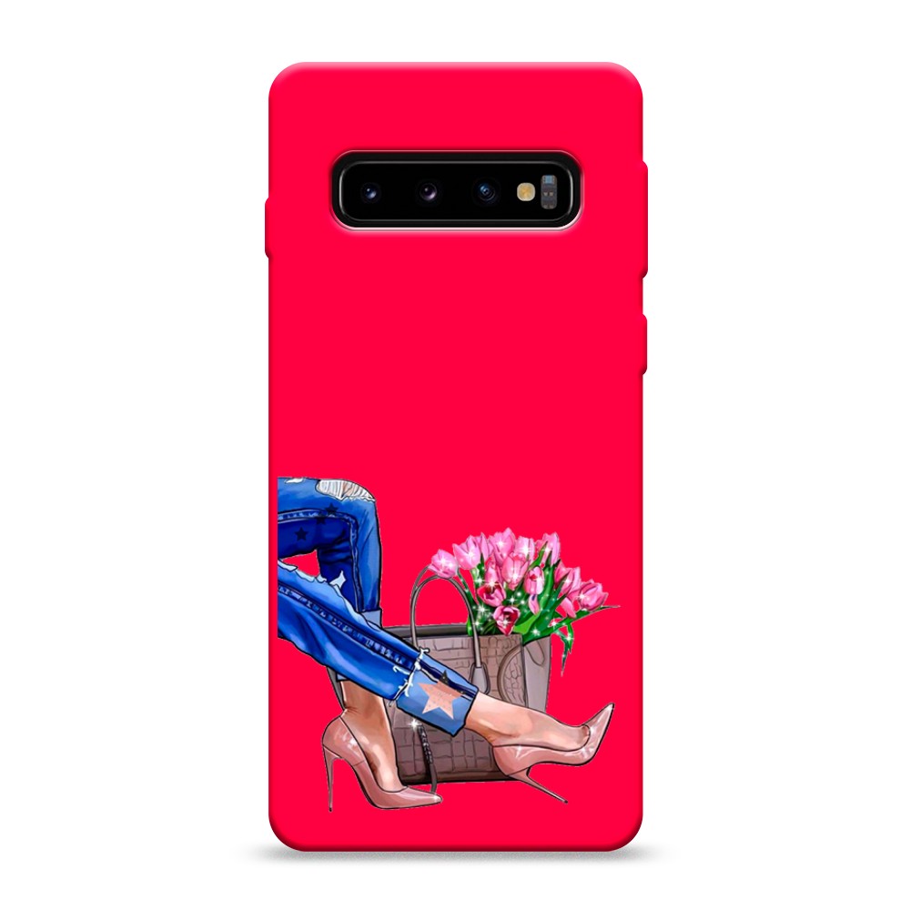 фото Матовый силиконовый чехол "каблучки" на samsung galaxy s10 awog