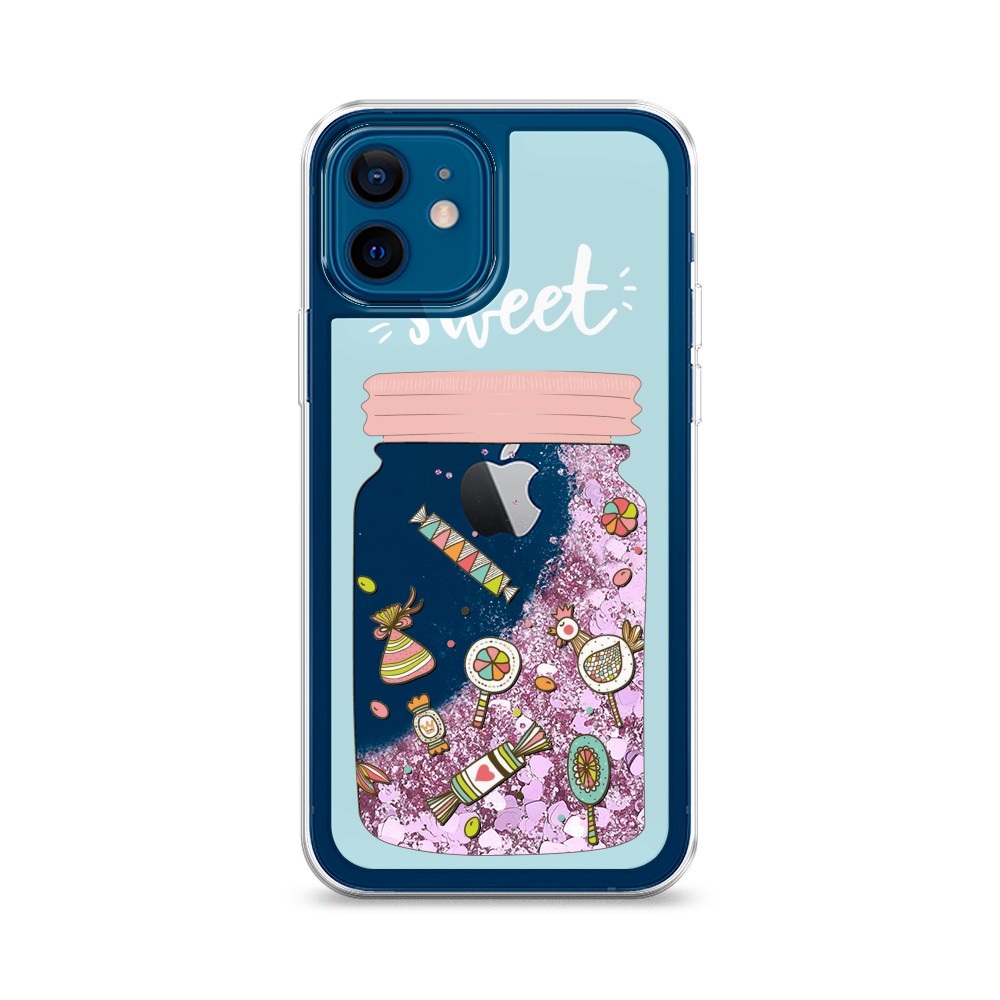 

Жидкий чехол с блестками "Конфетки в банке" на Apple iPhone 12, 12594-1