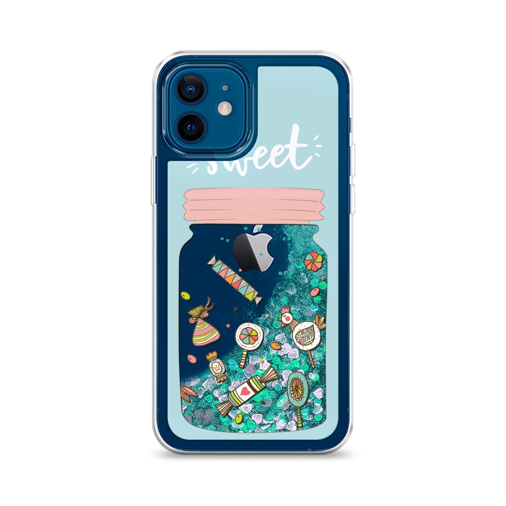 

Жидкий чехол с блестками "Конфетки в банке" на Apple iPhone 12, 12595-1