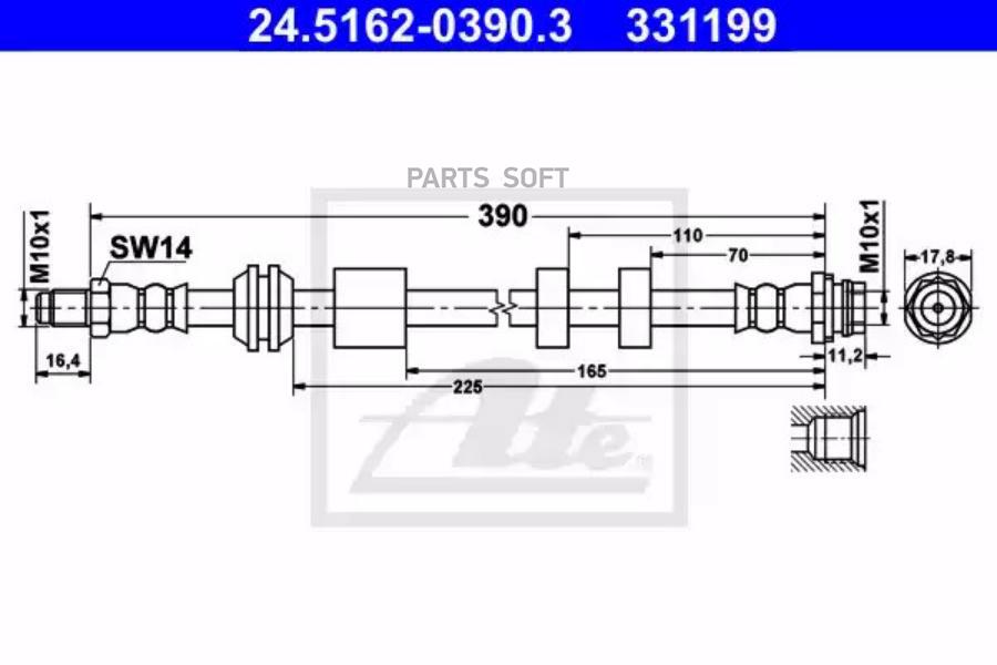 Тормозной Шланг Ate 24.5162-0390.3