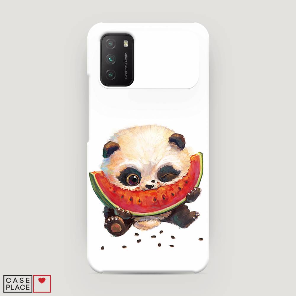 

Пластиковый чехол "Малыш панды с арбузом" на Xiaomi Poco M3, 39520-1