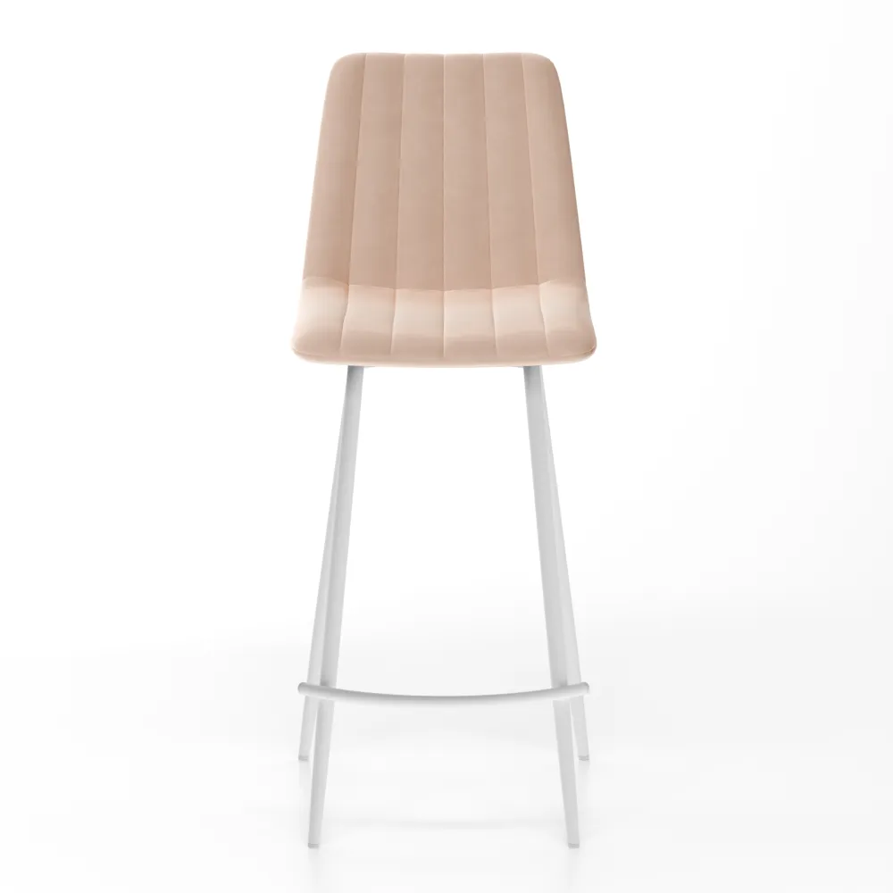 Стул полубарный М-ТРЕЙД Tubo|нубук бежевый/белый