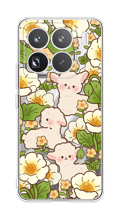 

Чехол на Xiaomi 15 Pro "Овечки в цветах", Зеленый;бежевый, 323750-1