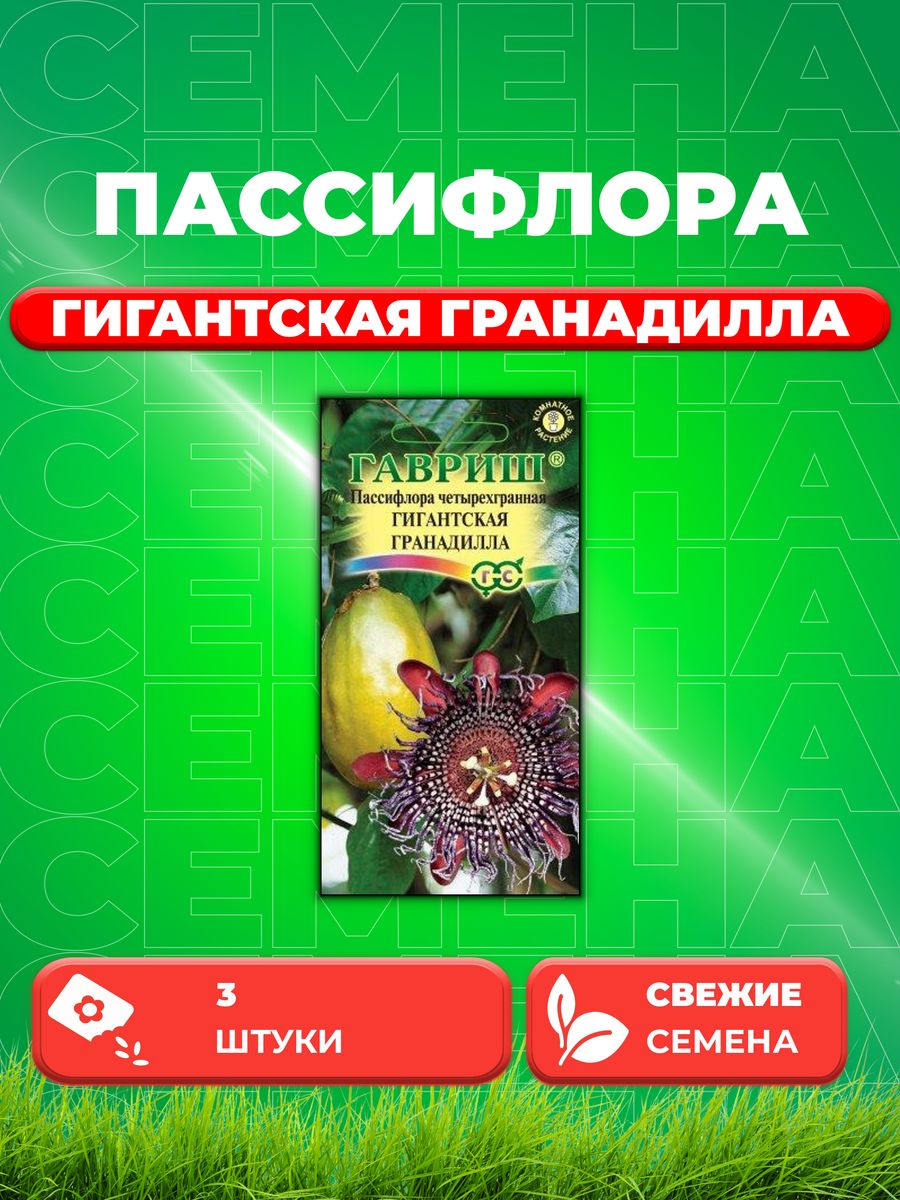 

Семена Пассифлора Гигантская гранадилла (четырехгранная)3шт.