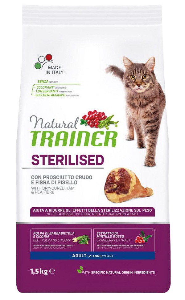 

Сухой корм для кошек Trainer Natural Adult Sterilised сыровяленая ветчина, 1,5 кг