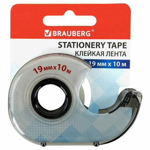 

Клейкая лента 19 мм х 10 м в диспенсере, BRAUBERG, 227265, (3шт.), Прозрачный