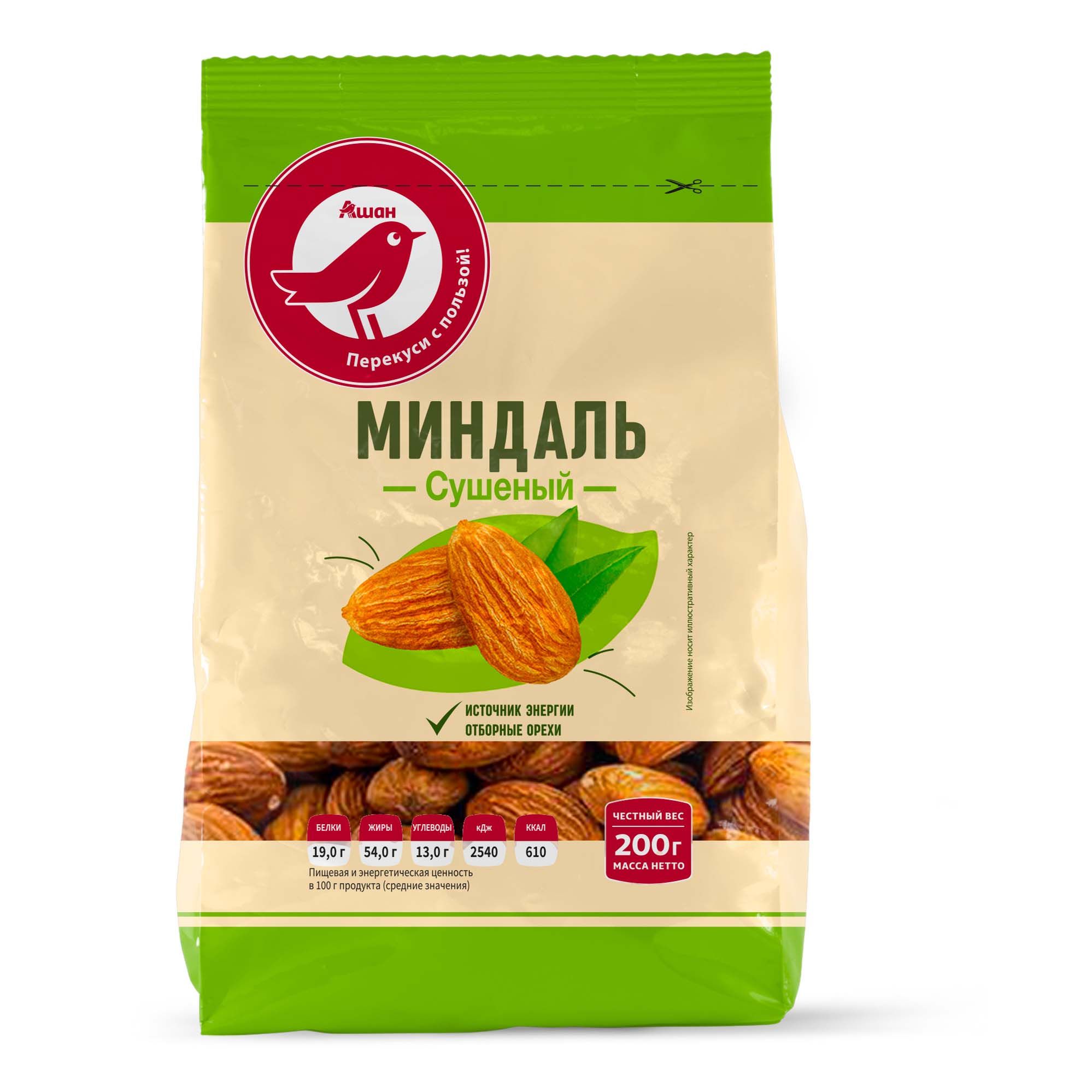 Миндаль АШАН Красная птица сушеный, 200 г