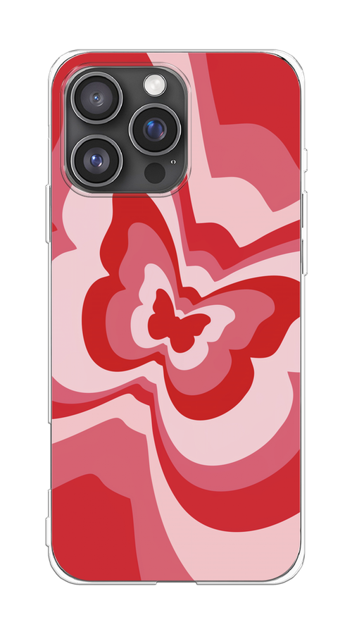 

Чехол на Apple iPhone 16 Pro Max "Бабочка в стиле хиппи", Красный;розовый, 16350-1