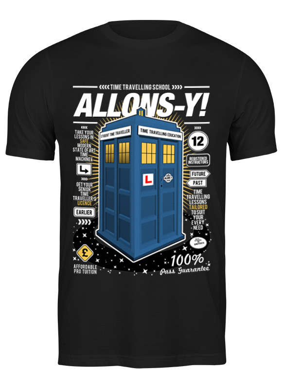 

Футболка мужская Printio Allons-y! черная M, Черный, Allons-y!