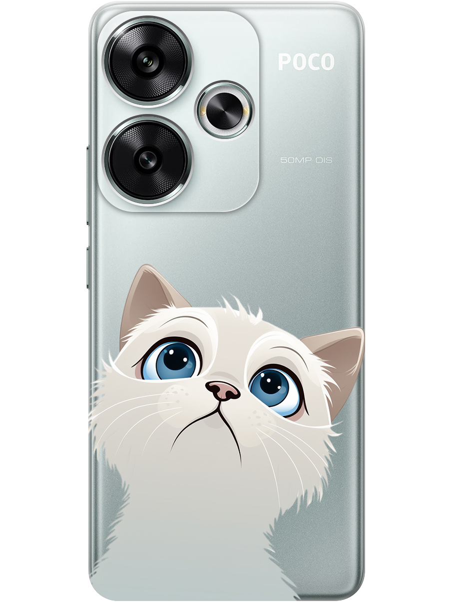 

Силиконовый чехол на Xiaomi Redmi Turbo 3 / Poco F6 с принтом "Белый котик" прозрачный, Прозрачный;белый, 783980811