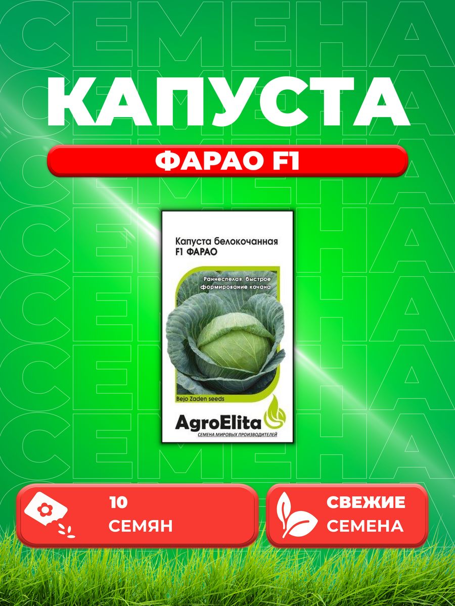 

Семена капуста белокочанная Фарао F1 AgroElita 1026998555-1 1 уп.