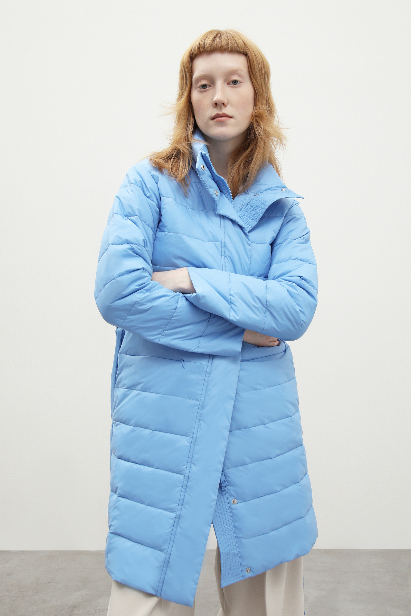 Пальто женское Finn Flare FBC11004 голубое XL