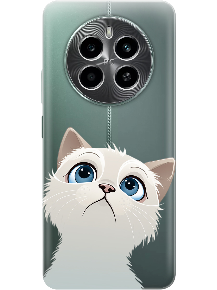 

Силиконовый чехол на Realme 12 4g с принтом "Белый котик" прозрачный, Прозрачный;белый, 783982011