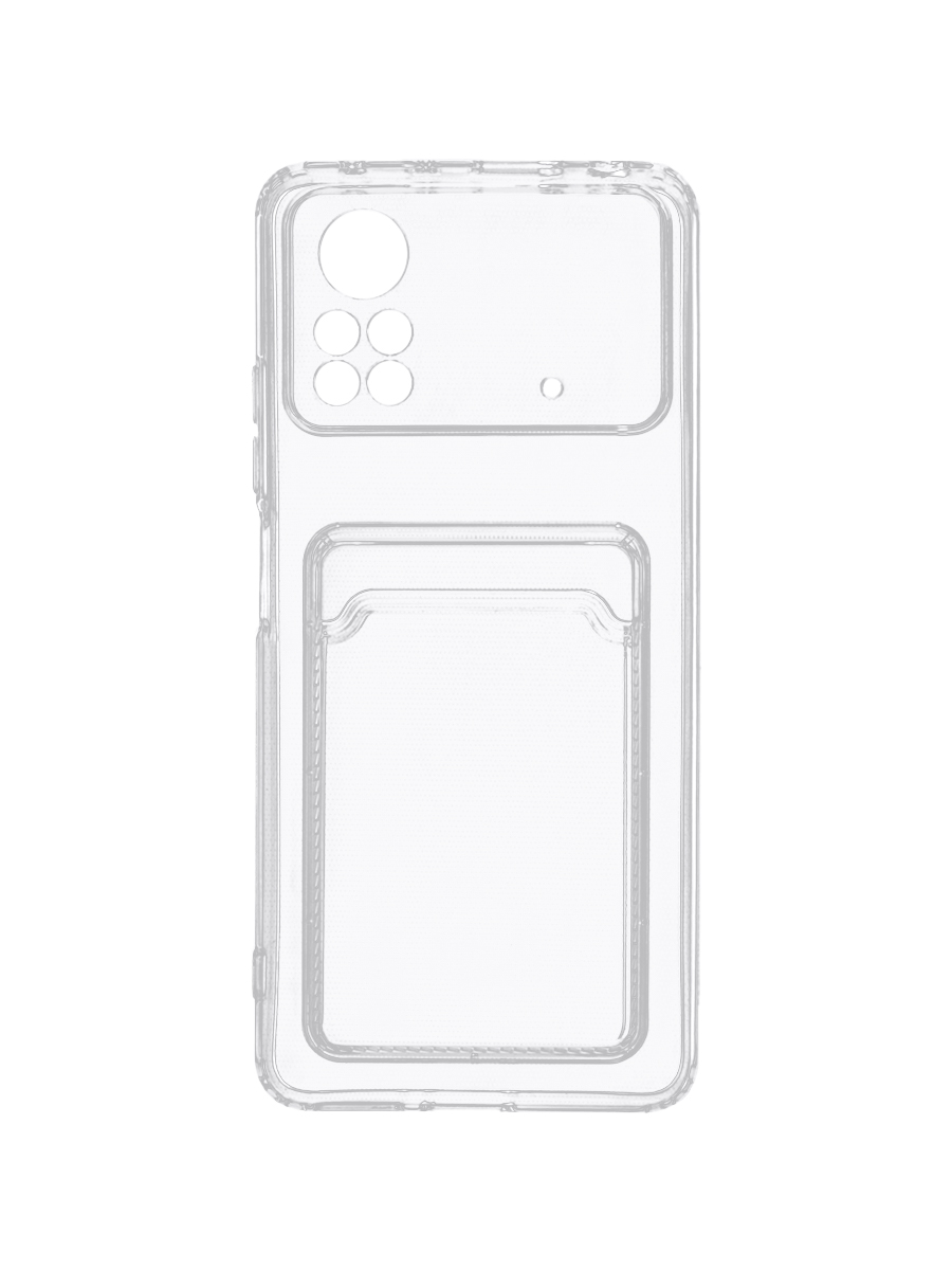 фото Чехол для xiaomi poco x4 pro 5g с картхолдером и защитой камеры, прозрачный zibelino