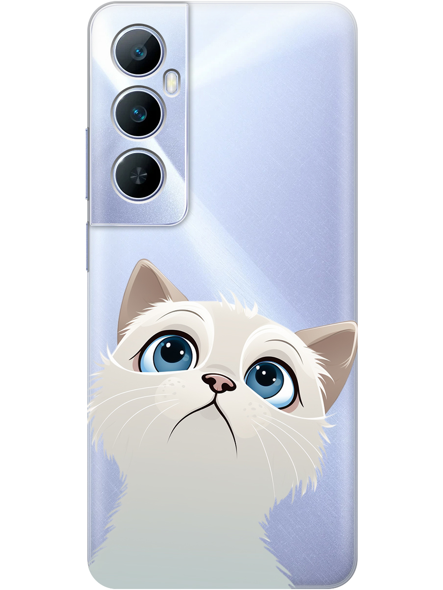 

Силиконовый чехол на Realme C65 с принтом "Белый котик" прозрачный, Прозрачный;белый, 783983811