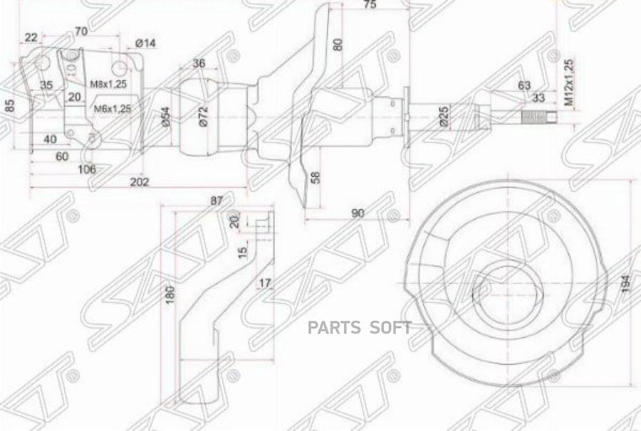 

Стойка Передняя (Болт D-14) Honda Stream 00-06 Rh